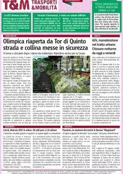 Olimpica riaperta da Tor di Quinto strada e