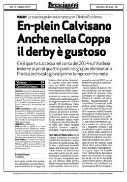 En-plein Calvisano Anche nella Coppa il derby è