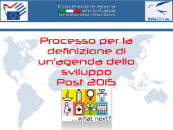 Agenda Post-2015 - Cooperazione Italiana allo Sviluppo