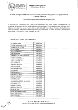 Ammessi esami orali - Universit&agrave; degli Studi di Catania