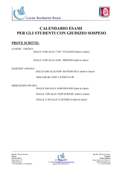 CALENDARIO ESAMI settembre 2014