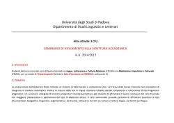 Universit&agrave; degli Studi di Padova Dipartimento di Studi Linguistici
