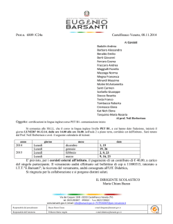 Comunicazione Calendario Corso PET DOCENTI