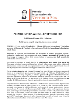9/4/2014 - Premio Internazionale Vittorio Foa: pubblicato il bando