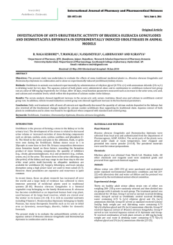 investigation of anti-urolithiatic activity of brassica oleracea