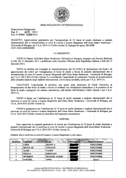 Graduatorie delle candidature &ndash; Unibo Azione 2 &ndash; A.A. 2014/15