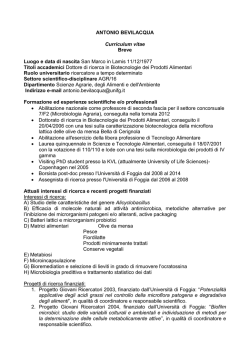 Docente: dott. Antonio Bevilacqua - Universit&agrave; degli Studi di Foggia