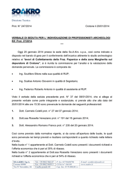 Direzione Tecnica Prot. N&deg; 247/2014 Crotone li 20/01/2014