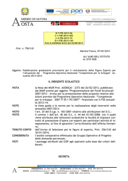 07.02.14 GRADUATORIE PROVVISORIE ESPERTI PON B-7 E D-1