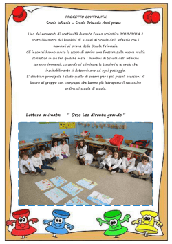 Lettura animata: &ldquo; Orso Leo diventa grande &ldquo;