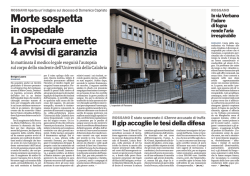 Morte sospetta in ospedale La Procura emette 4 avvisi di garanzia