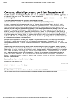 Comune, si far&agrave; il processo per i falsi finanziamenti