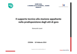 Il supporto tecnico alla stazione appaltante nella