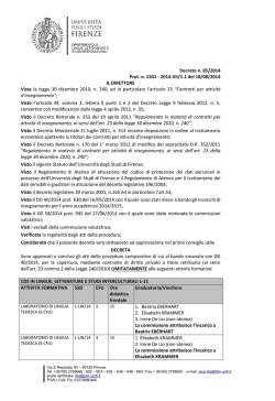 Approvazione atti - Dipartimento di Lingue, Letterature e Studi