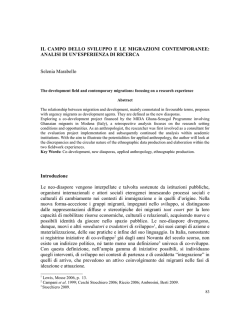 IL CAMPO DELLO SVILUPPO E LE MIGRAZIONI CONTEMPORANEE