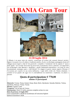 ALBANIA Gran Tour 21/28 luglio 2014