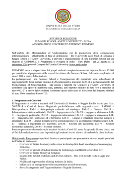 Avviso Selezione Summer School Amity University