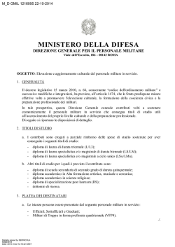 Elevazione culturale - Circolare n. M_D GMIL 1216095 del 22.10.2014