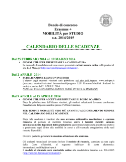 CALENDARIO DELLE SCADENZE LLP/ERSMUS