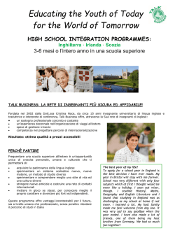 High School Integration Programmes (anno studio