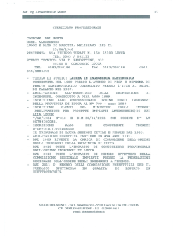 Curriculum di alessandro del monte aggiornato al 02/05/2014