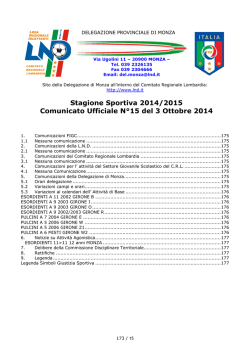 Comunicato n° 15 - Accademia Cologno Calcio