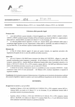 liquidazione fattura n. 03/14 - avv. Antonio Bofﬁ, e fattura n. 05/14