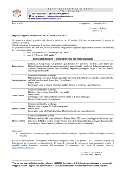 COMUNICAZIONE ALLE FAMIGLIE PER Q. I. VIAGGI DI