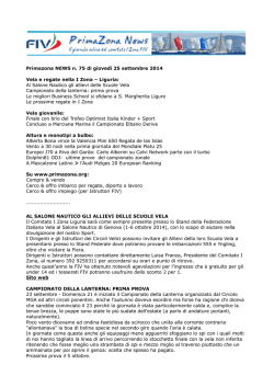 Primazona NEWS n. 75 di gioved&igrave; 25 settembre 2014 Vela e regate