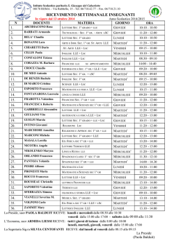 ricevimento settimanale signori insegnanti