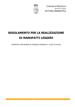 regolamento per la realizzazione di manufatti leggeri