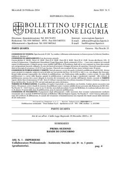 Bollettino ufficiale della Regione Liguria n.9 del 26 febbraio 2014