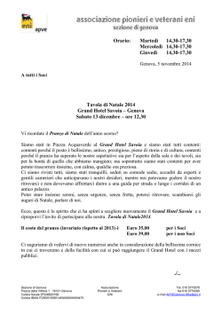 Tavola Natale 2014 Sez. Genova - Associazione Pionieri e Veterani