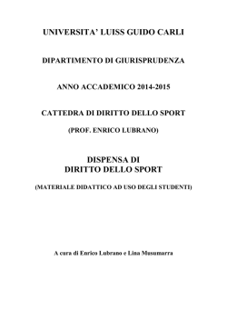 LUISS - Giurisprudenza - Diritto dello Sport 2014