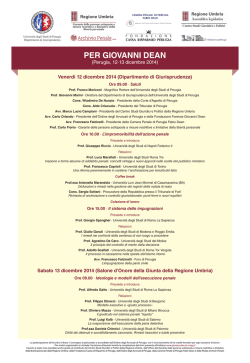 Convegno Per Giovanni Dean - Universit&agrave; degli Studi di Perugia