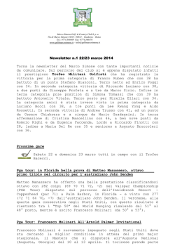 Newsletter n.1 22/23 marzo 2014 Torna la newsletter del Marco