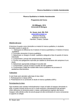 Ricerca Qualitativa in Ambito Assistenziale Dr. Susan Jac