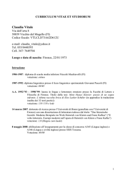 Claudia Vitale - Dipartimento di Lingue, Letterature e Studi