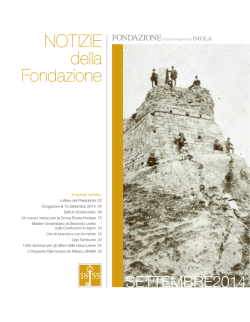 NOTIZIE della Fondazione - Fondazione Cassa di Risparmio di Imola