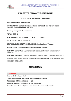 mcq. informatica sanitaria - 1 - Universit&agrave; degli Studi di Napoli