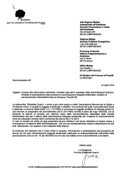Richiesta partecipazione procedura AIA luglio 2014 Associazione