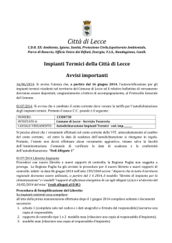 Impianti termici della Citt&agrave; di Lecce. Avvisi