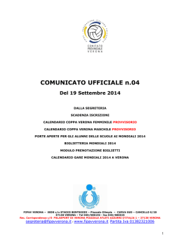 COMUNICATO UFFICIALE n.04 Del 19 Settembre