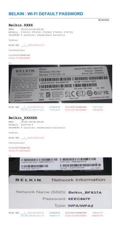 BELKIN : WI-FI DEFAULT PASSWORD