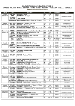 CALENDARIO CORSE NELLE PROVINCE DI