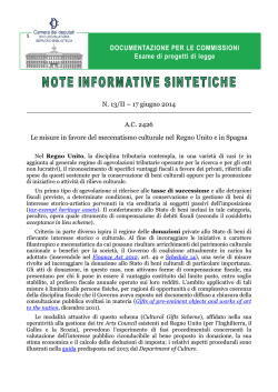 N. 13/II &ndash; 17 giugno 2014 A.C. 2426 Le misure in favore del