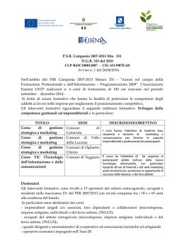 P.S.R. Campania 2007-2013 Mis. 331 D.G.R. 333 del 2010 CUP