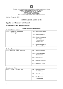 Viterbo, 27 agosto 2014 COMUNICAZIONE ALUNNI N