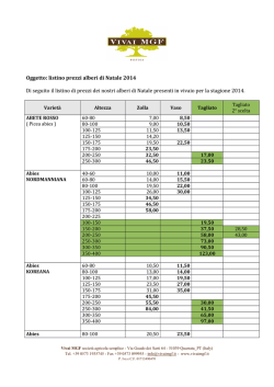 Listino prezzi alberi di natale