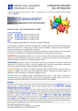 CORSO DI MANAGEMENT - Ordine degli Ingegneri della provincia